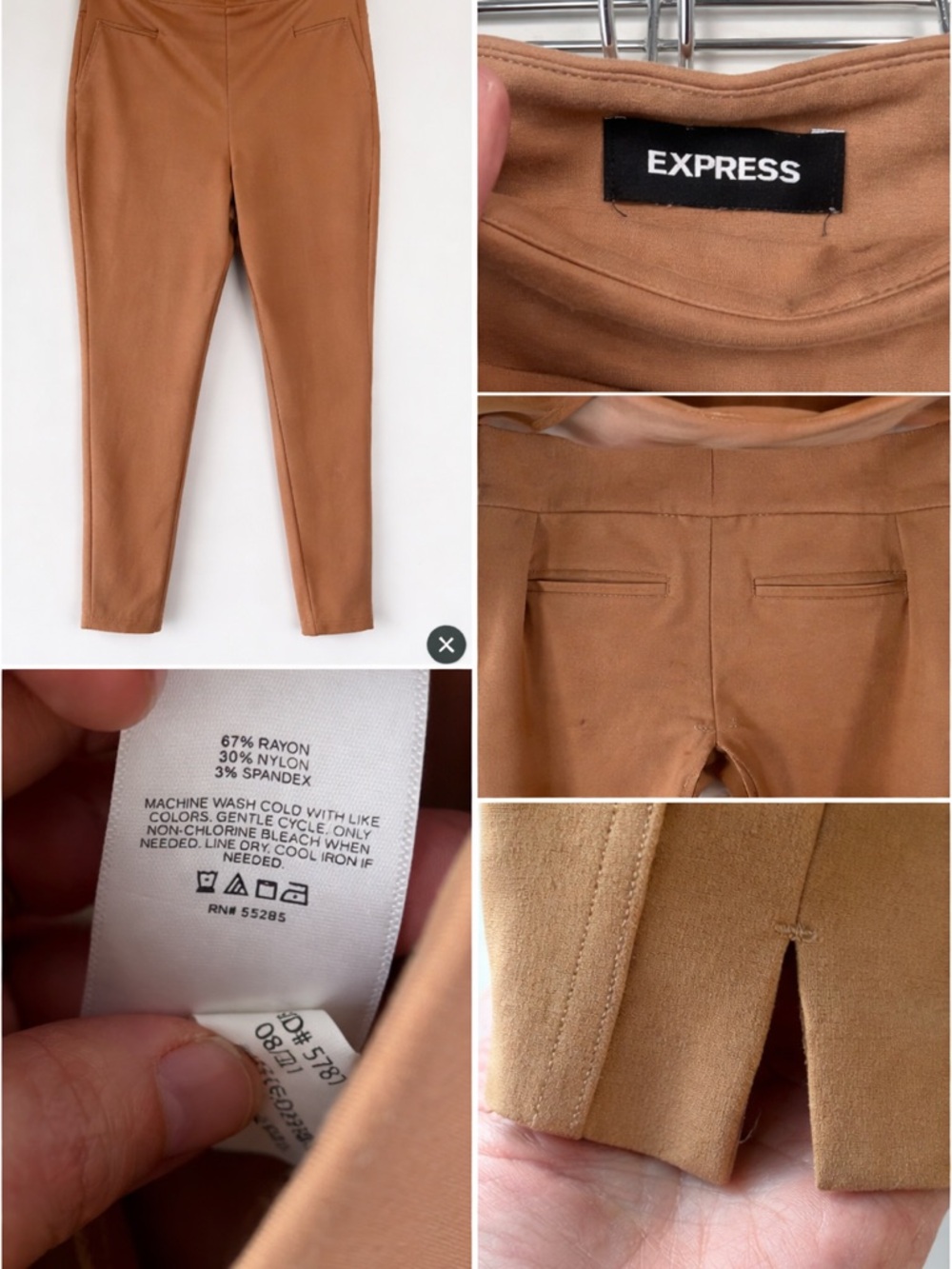 Express Columnist Ankle Pants Women’s Medium Tan High Rise Slim Stretch - Picture 3 of 4